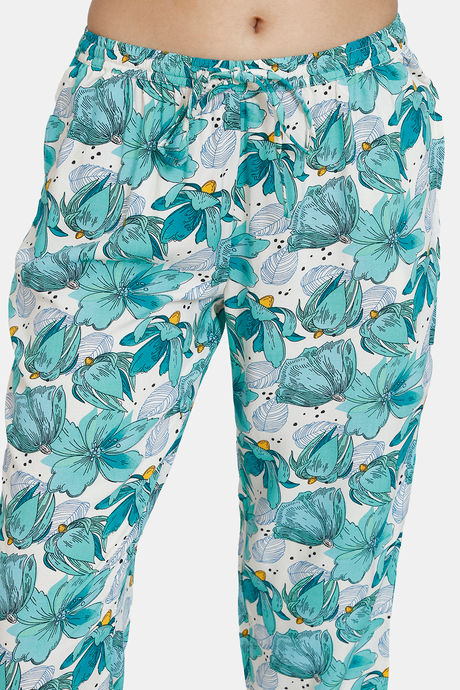 Zivame Blotched Bloom Woven Pyjama Set - Florida Key — image 6